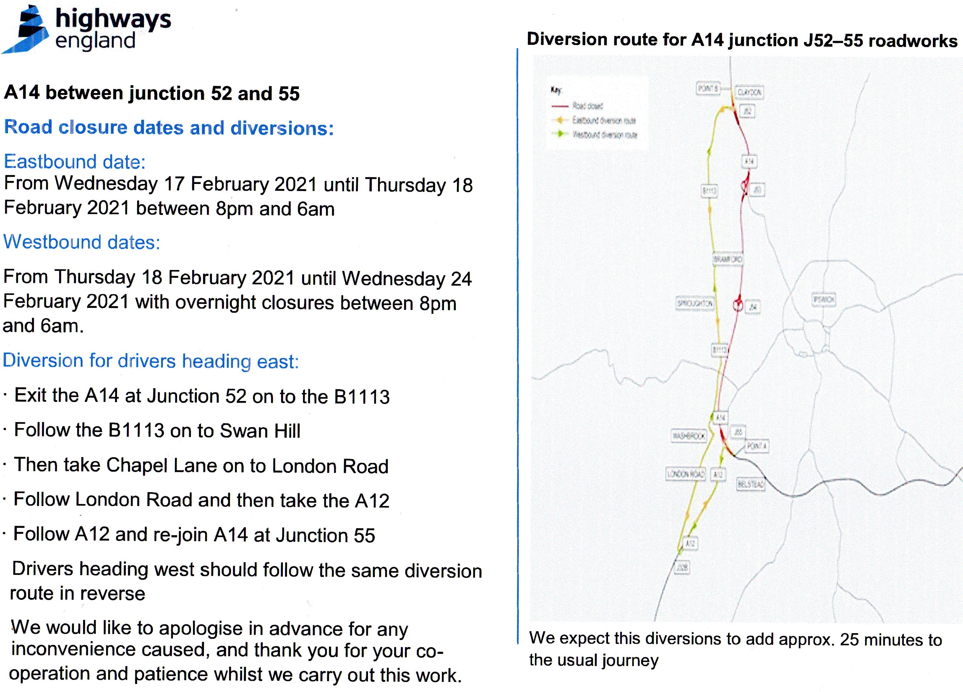 A14 Junctions 52 - 55 Concrete Road Repairs - UPDATE